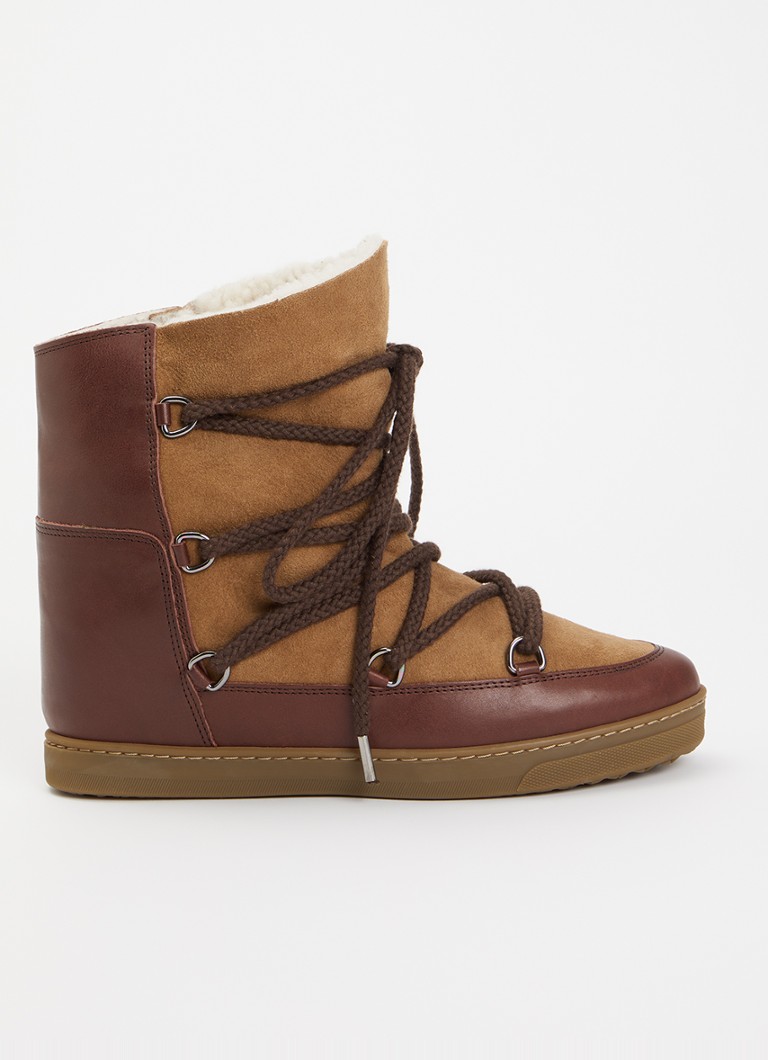 Isabel Marant Dames Nowles snowboot van leer met suède details in de kleur Bruin, maat: 38