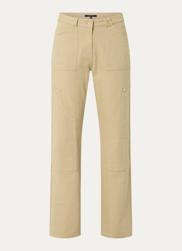 NIKKIE Dames Pescara high waist straight leg jeans met gekleurde wassing in de kleur Khaki