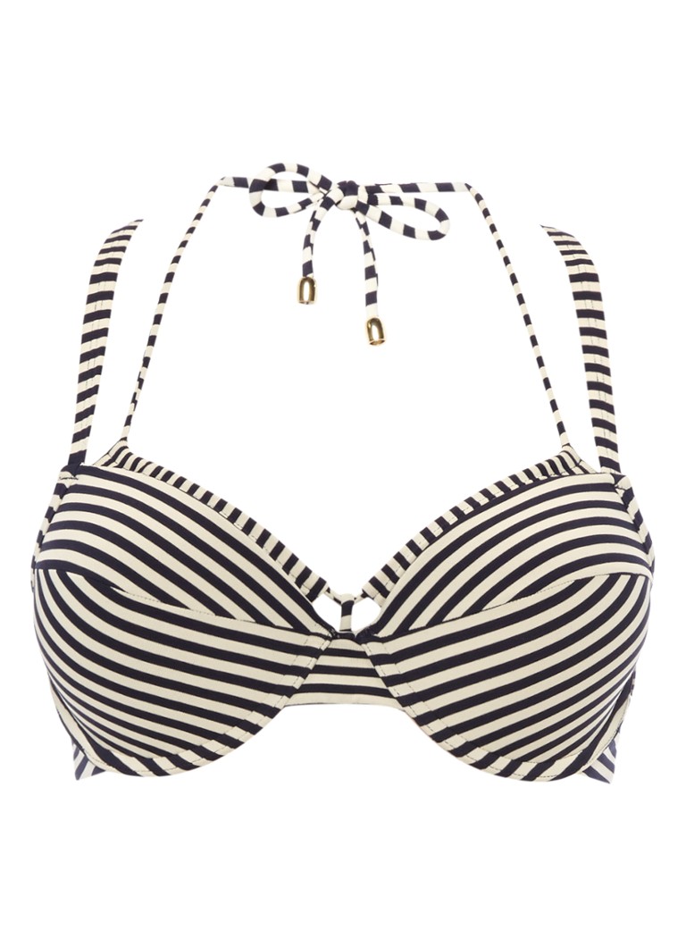 Marlies Dekkers Dames Holi Vintage push-up balconette bikinitop met streepprint in de kleur Donkerblauw