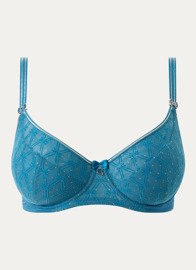 Marlies Dekkers Dames Blue Angel balconette bh van mesh met borduring in de kleur Zeegroen