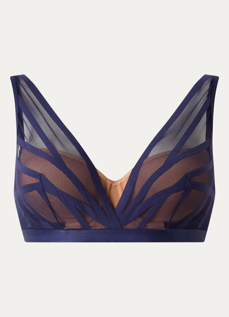 Marlies Dekkers Dames the illusionist balconette bh met overlay van mesh in de kleur Donkerblauw