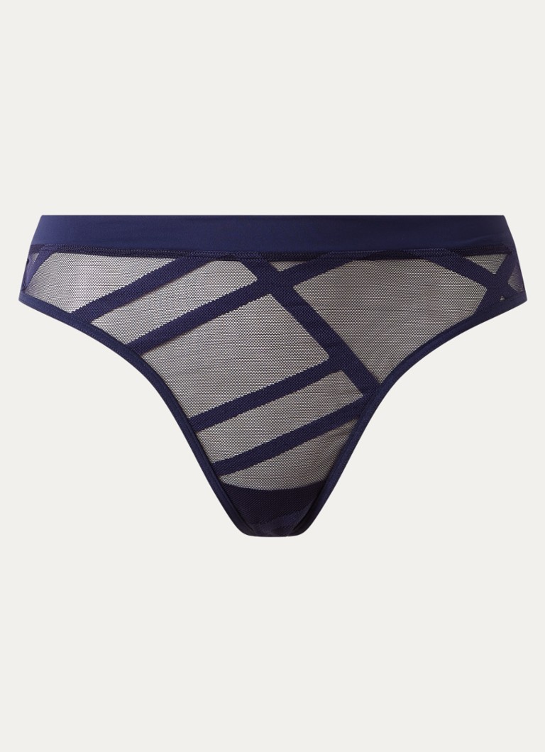 Marlies Dekkers Dames The Illusionist tanga van mesh in de kleur Donkerblauw