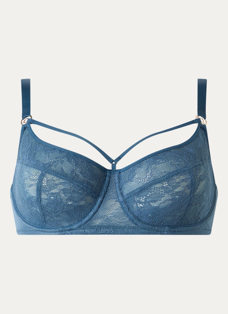 Marlies Dekkers Dames Space Odyssey balconette bh van kant in de kleur Staalblauw