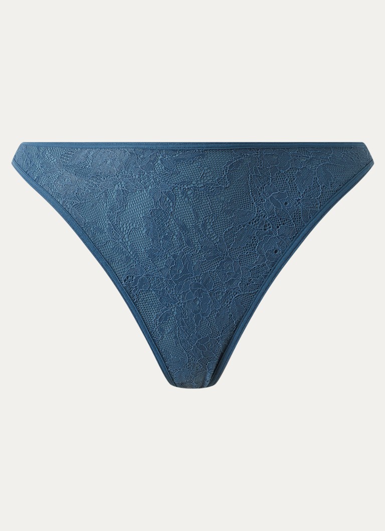 Marlies Dekkers Dames Space Odyssey tanga van kant in de kleur Staalblauw