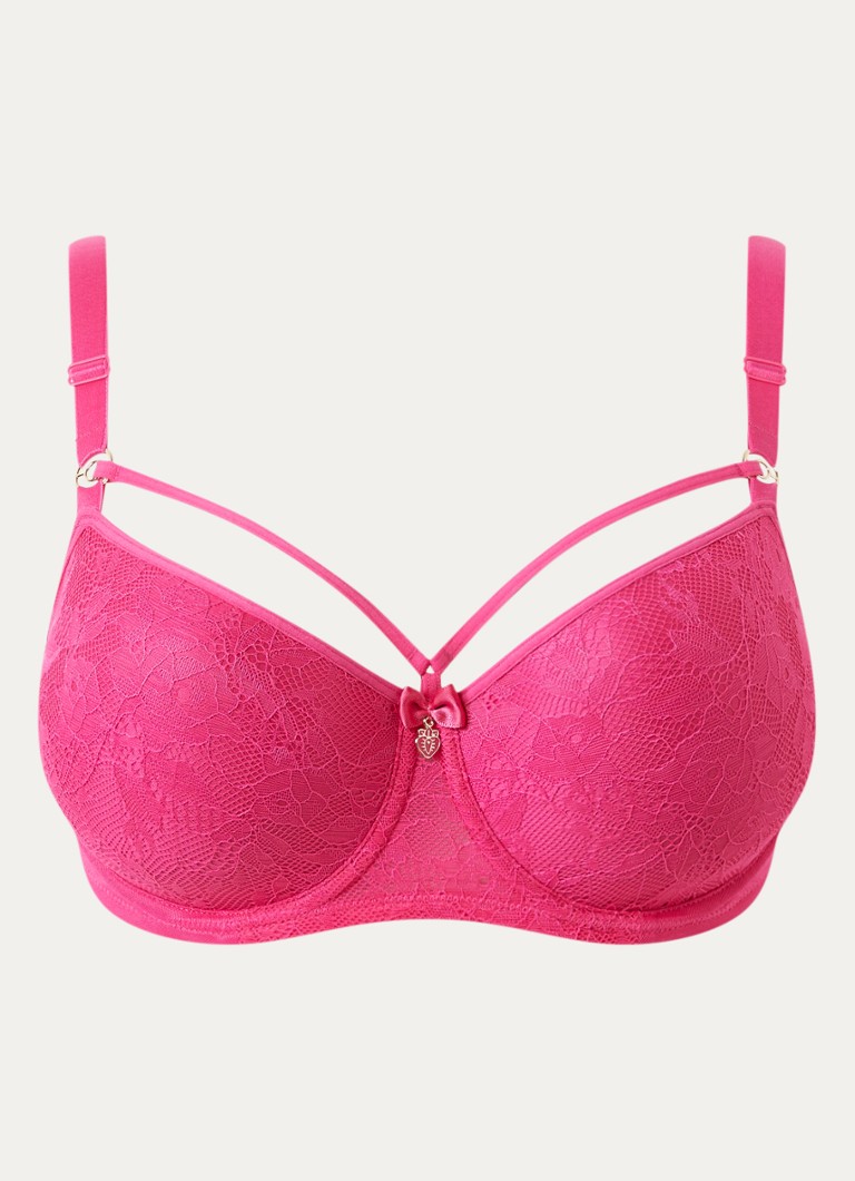 Marlies Dekkers Dames Space Odyssey balconette bh met overlay van kant in de kleur Fuchsia