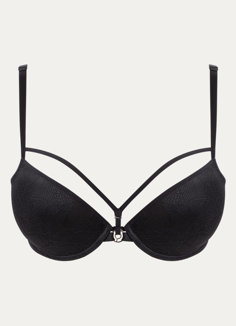 Marlies Dekkers Dames Space Odyssey push up bh met overlay van kant in de kleur Zwart