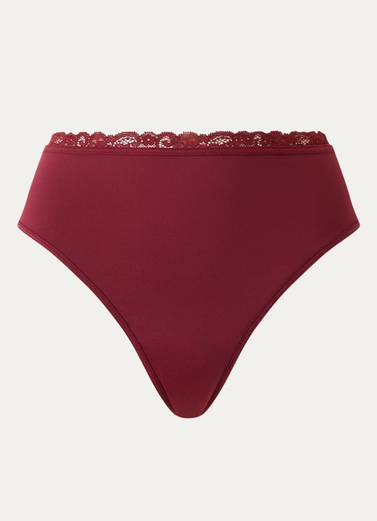 Marlies Dekkers Dames String met overlay van mesh in de kleur Bordeauxrood