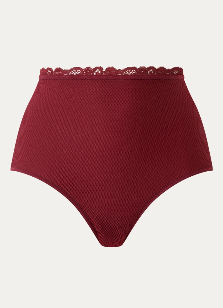 Marlies Dekkers Dames High waisted slip met overlay van mesh in de kleur Bordeauxrood