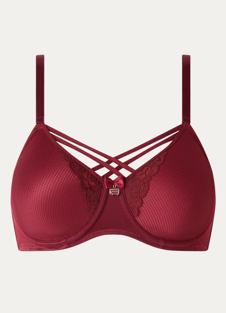 Marlies Dekkers Dames Voorgevormde bh met overlay van kant in de kleur Bordeauxrood