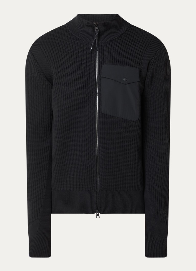 Parajumpers Heren Grofgebreid vest met borstzak in de kleur Zwart, maat: S