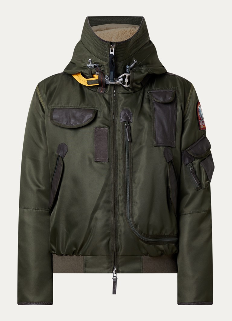 Parajumpers Heren Gobi gewatteerd bomberjack met donsvulling en logo in de kleur Groen, maat: L