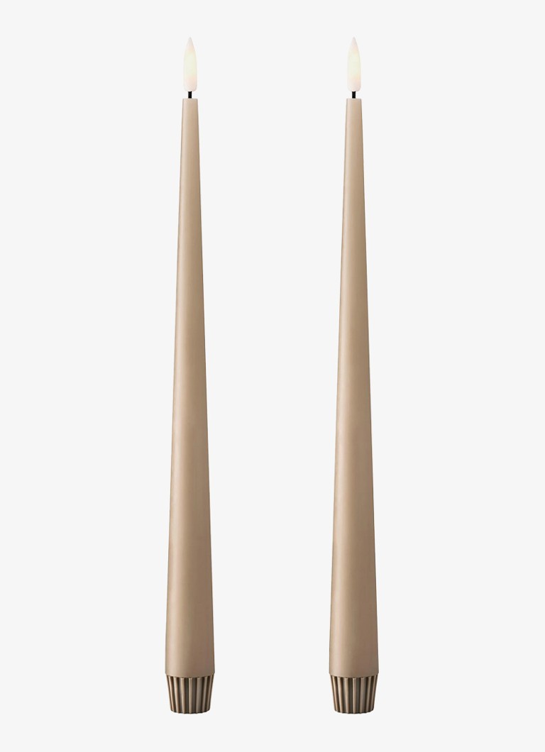 Ester & erik LED-kaars 30 cm set van 2 Donkerbeige - Deal