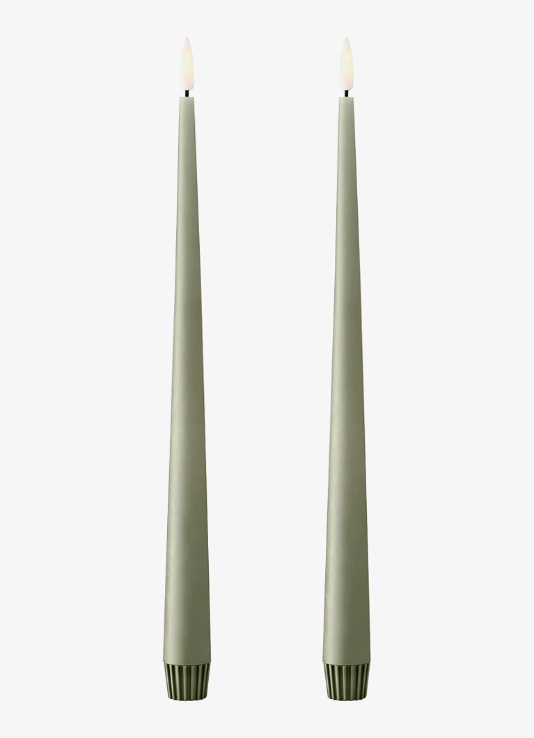Ester & erik LED-kaars 30 cm set van 2 Olijfgroen - Deal