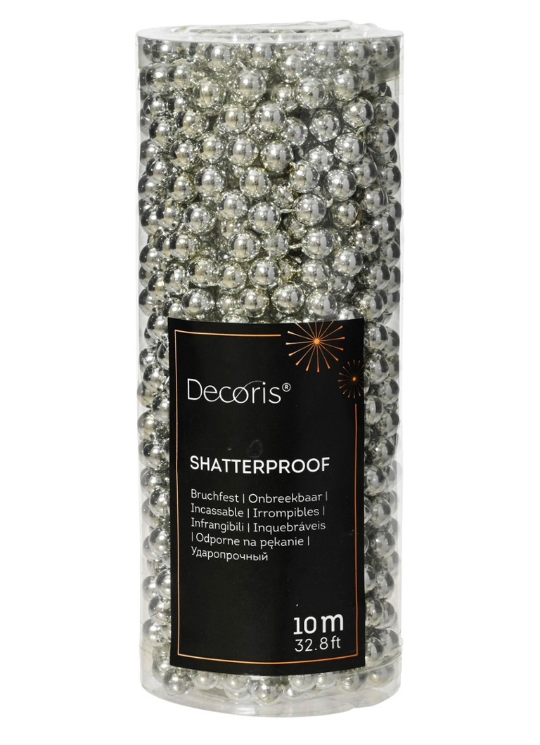 Decoris Kralen kerstslinger 10 meter Zilver - Deal
