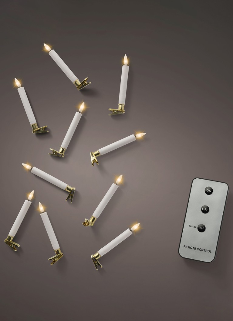 Lumineo LED-kaars 14 cm set van 10 Wit - Deal