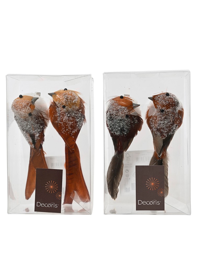 Decoris Vogel ornament met clip 5,5 cm Bruin - Deal