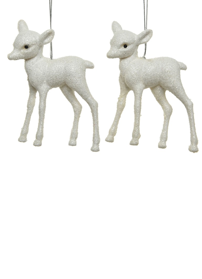 Decoris Herten kersthanger 9 cm set van 2 Wit - Deal