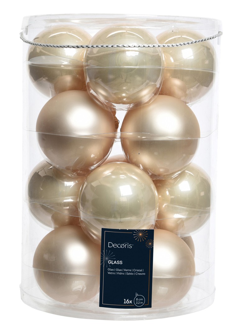 Decoris Parel kerstbal 8 cm set van 16 Parelmoer - Deal