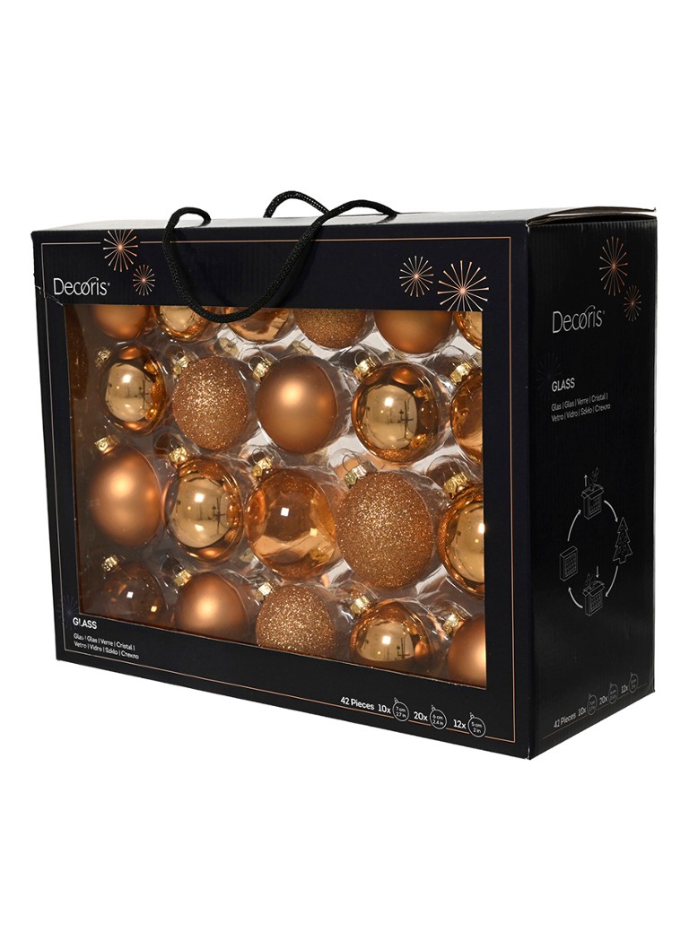 Decoris Brandy kerstbal 7 cm set van 42 Cognac - Deal