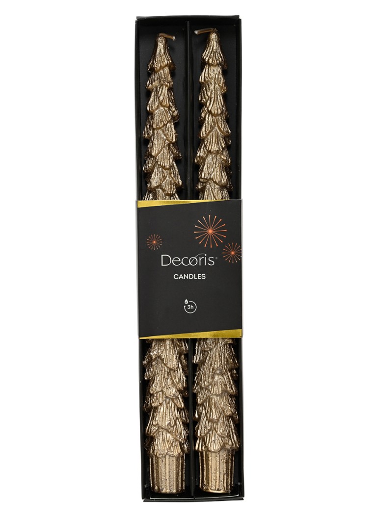 Decoris Goudenkaars kerstdecoratie 25 cm set van 2 Goud - Deal