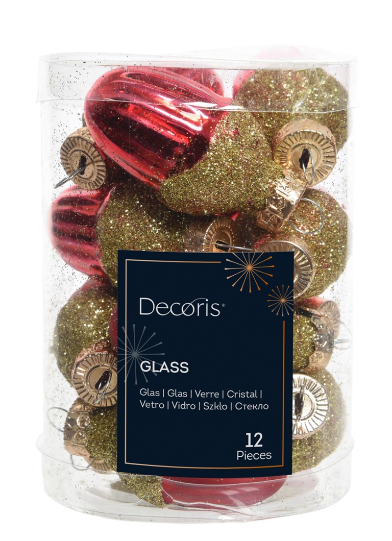 Decoris Eikel kersthanger 4 cm set van 12 Rood - Deal