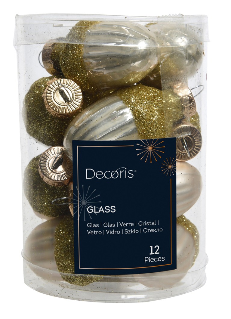 Decoris Eikel Parel kersthanger 4 cm set van 12 Parelmoer
