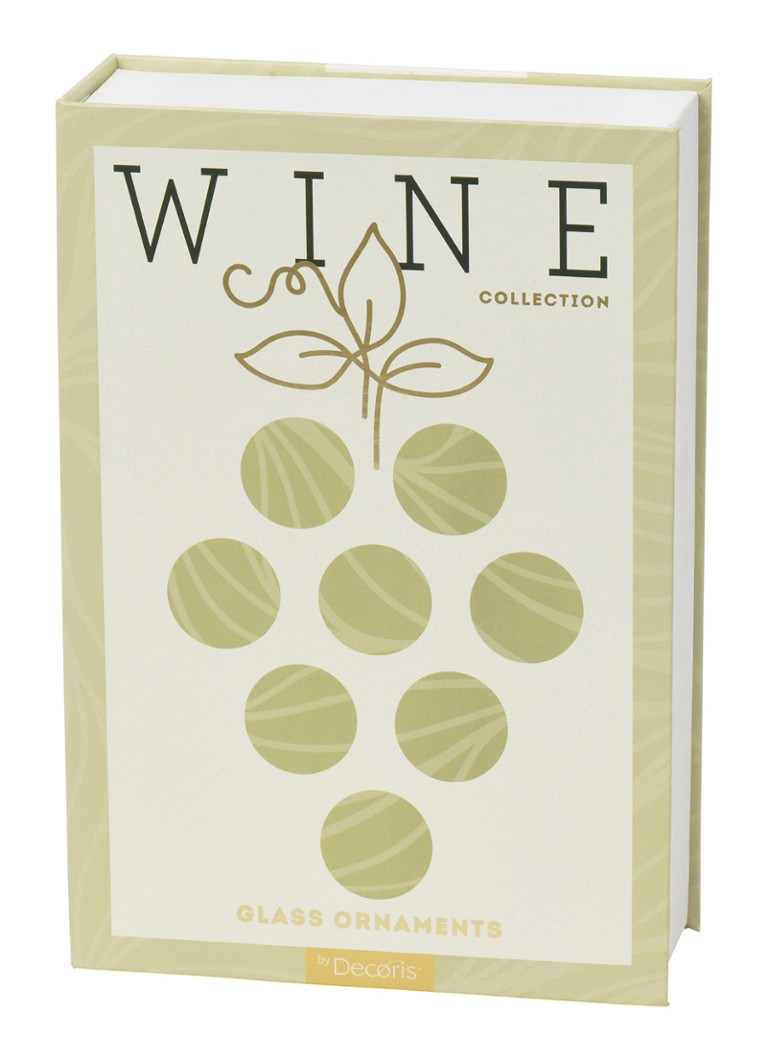 Decoris Witte wijn kersthanger in giftset 13,8 cm Groen - Deal