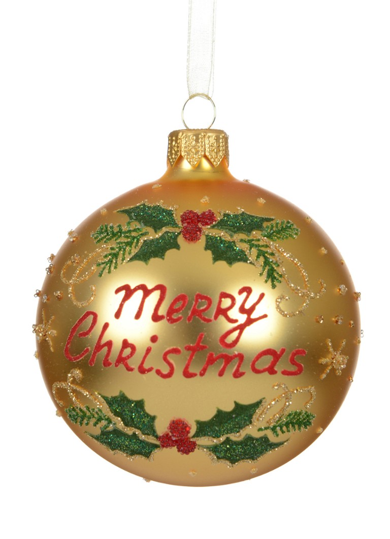Decoris Merry Xmas kerstbal 8 cm Goud - Deal