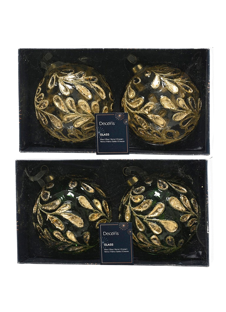 Decoris Kerstbal 10 cm set van 2 Goud - Deal