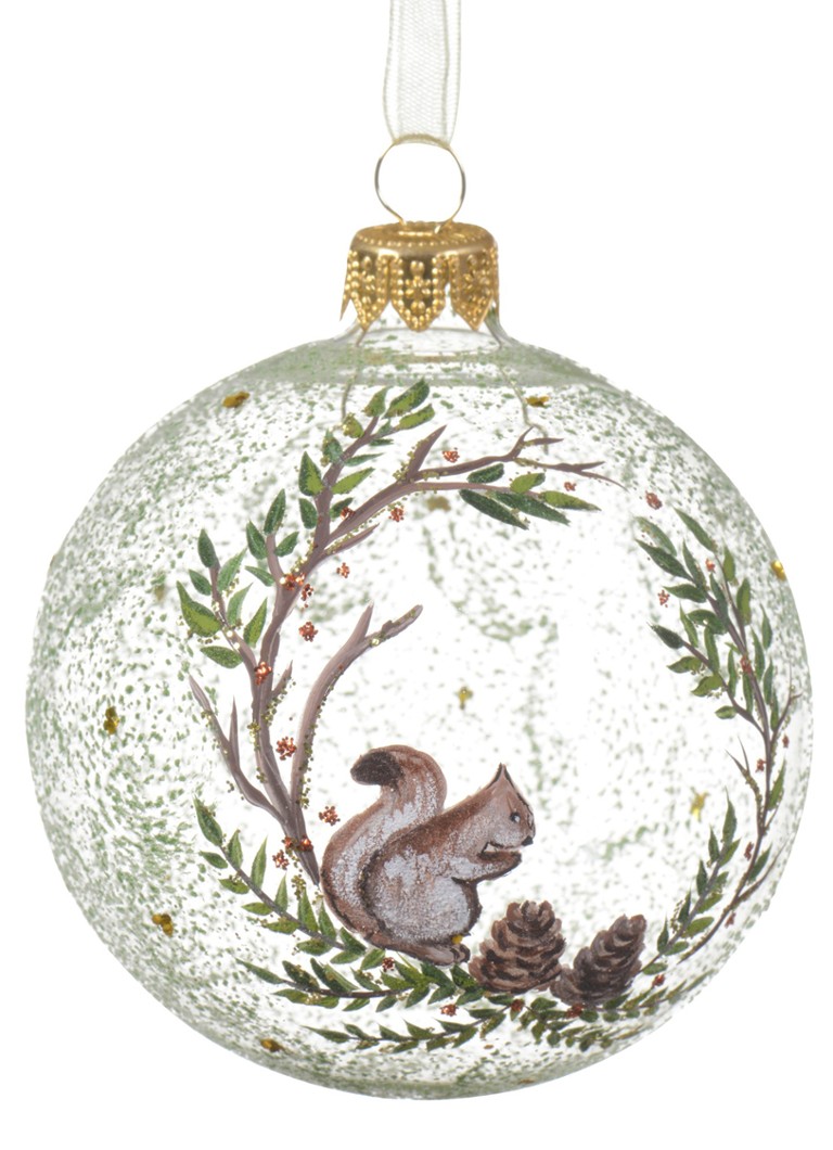 Decoris Eekhoorn kerstbal 8 cm Transparant