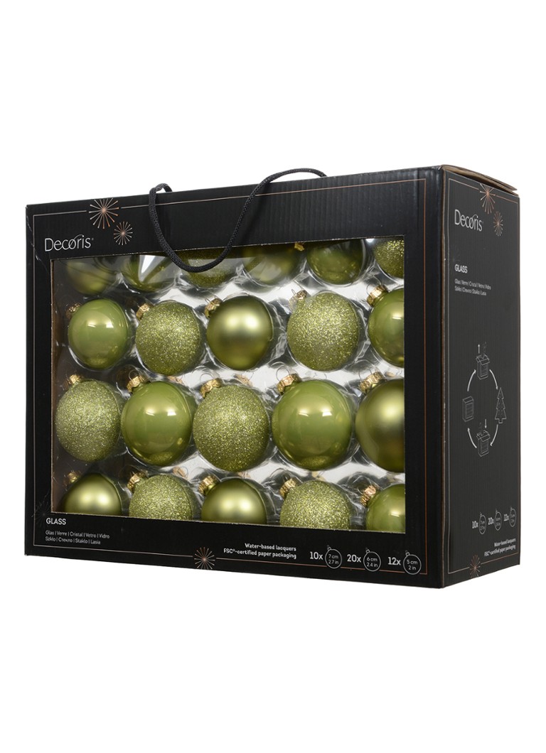 Decoris Kerstbal 7 cm set van 42 Groen - Deal