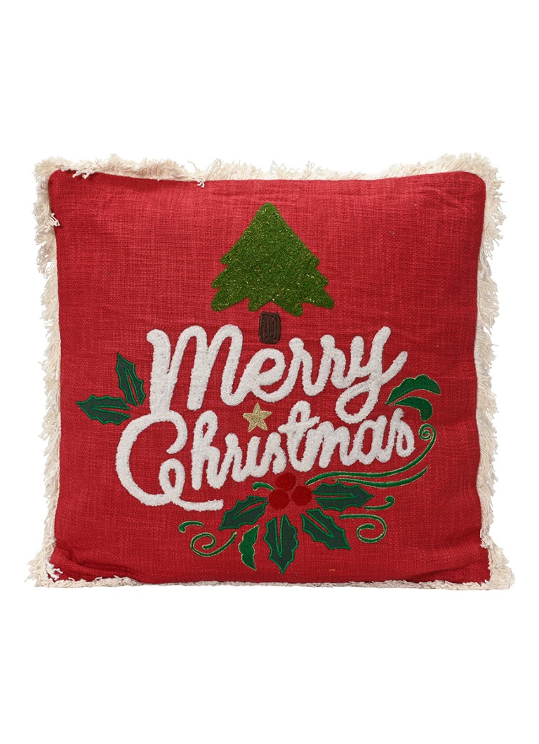 Decoris Merry Christmas sierkussen 45 x 45 cm Rood - Deal