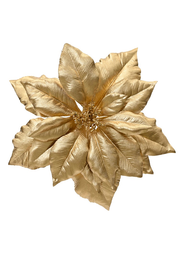 Everlands Gouden poinsettia kerstdecoratie 7 cm Goud - Deal