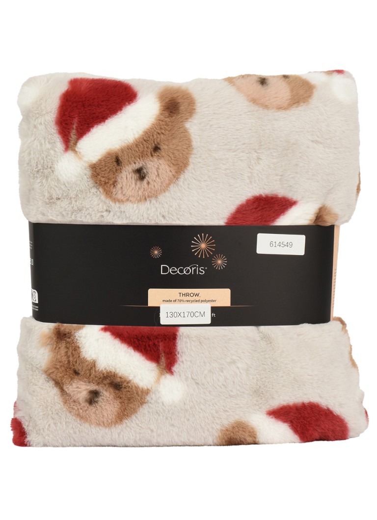 Decoris Bedsprei kerstdecoratie 130 x 170 cm Beige - Deal