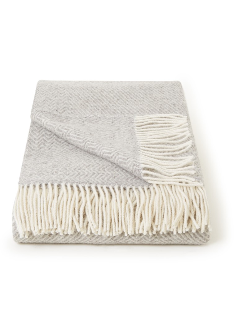 Røros Tweed Kattefot plaid van lamswol 220 x 140 cm Lichtgrijs - Deal