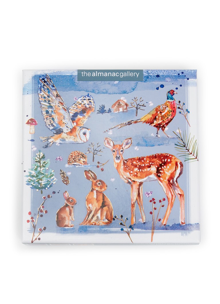 Art Group The Almanac Gallery, Wilde Dieren - 3 designs - kerstkaart met envelop - set van 12 Multicolor - Deal