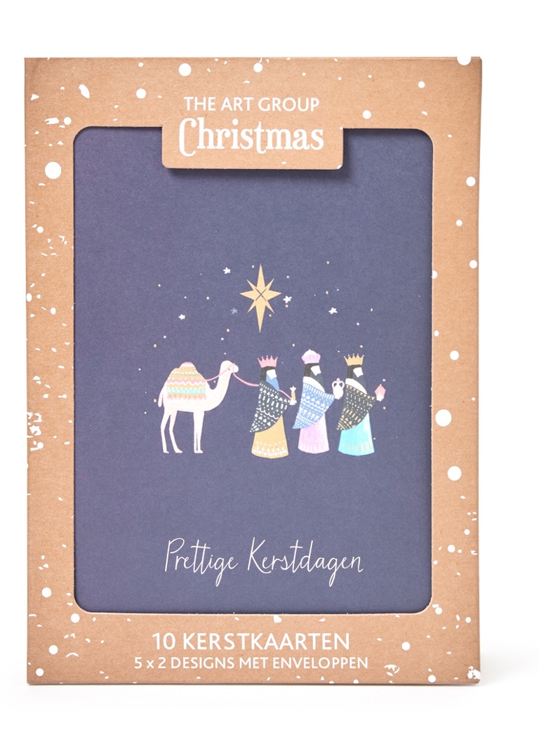 Art Group Kerstverhaal - 2 designs - kerstkaart met envelop - set van 10 Donkerblauw - Deal