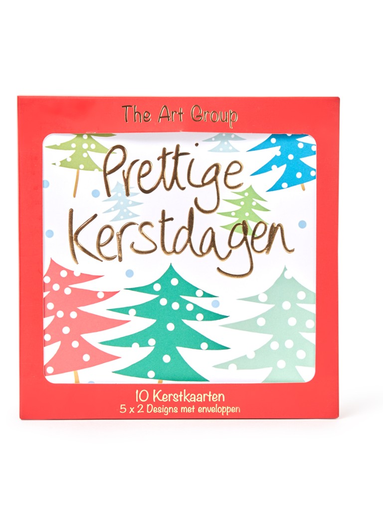 Art Group Kerst - 2 designs - kerstkaart met envelop - set van 10 Rood - Deal