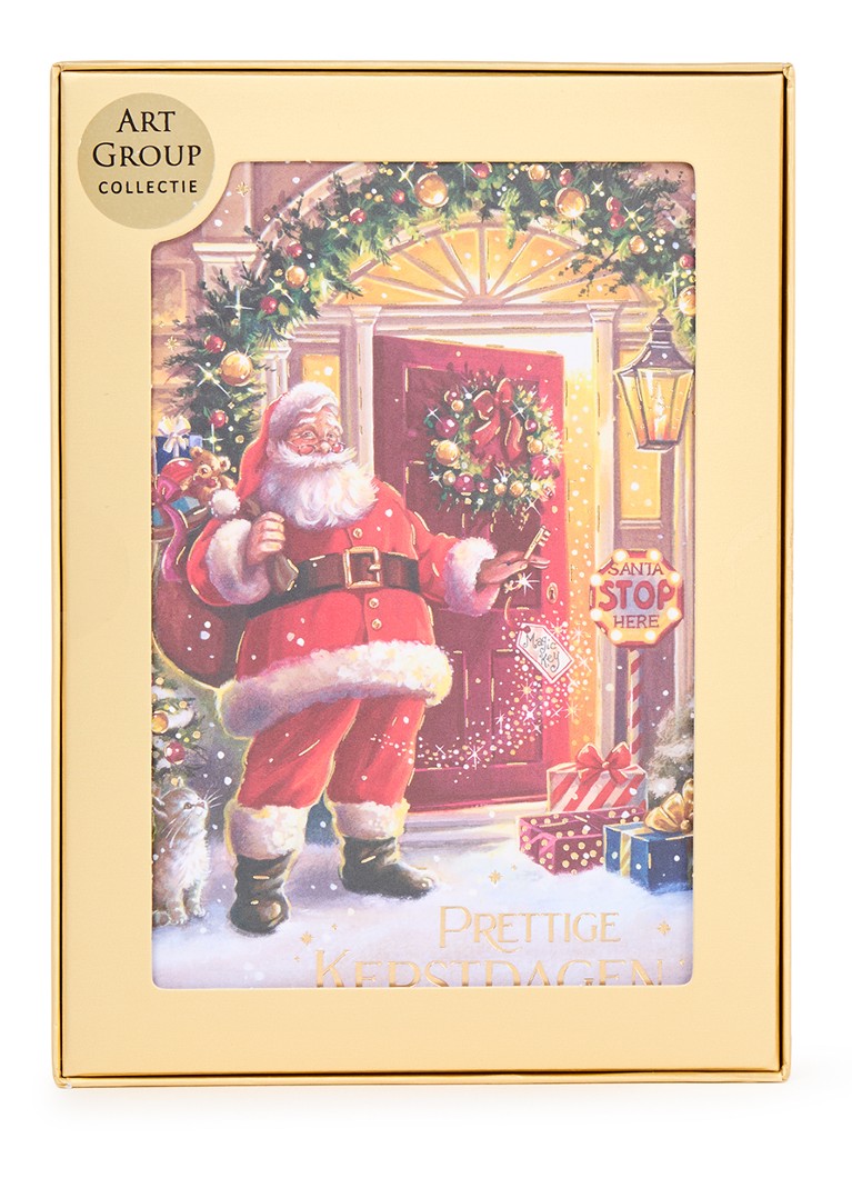 Art Group Kerstman - 1 design - luxe kerstkaart met envelop - set van 8 Rood - Deal