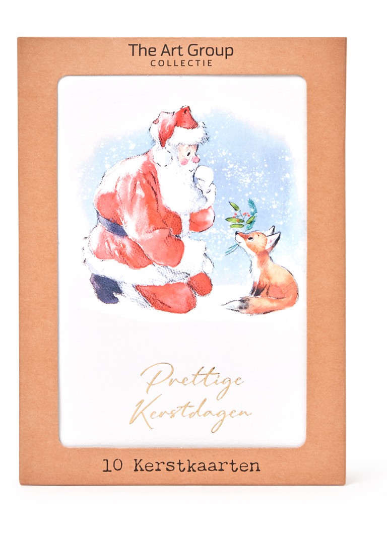 Art Group Kerstman - 1 design - kerstkaart met envelop - set van 10 Rood - Deal