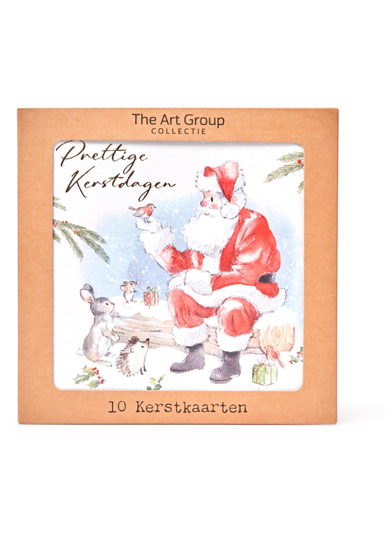 Art Group Kerstman - 1 design - kerstkaart met envelop - set van 10 Rood - Deal