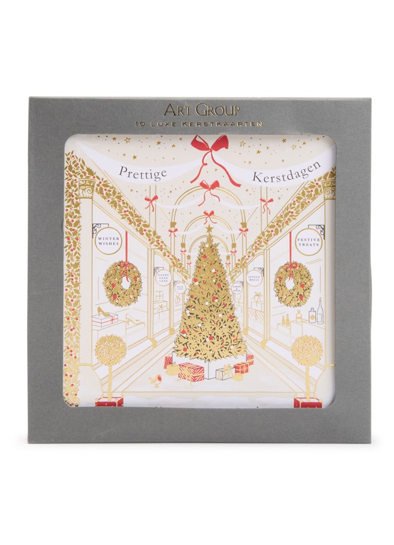 Art Group Kerstetalages kerstkaart - set van 10 inclusief enveloppen Goud - Deal