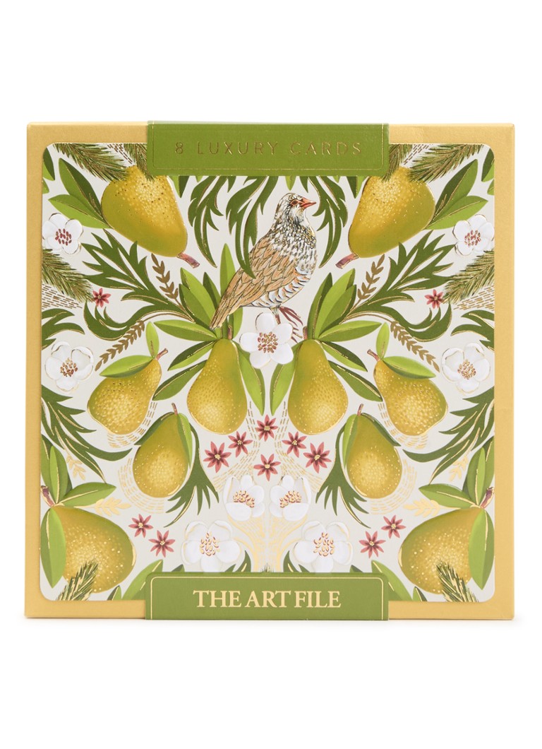 Art Group Christmas Pears kerstkaart - set van 8 inclusief enveloppen Groen - Deal