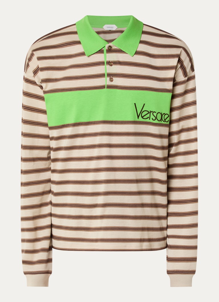 Versace Heren Intarsia regular fit polo met logoborduring in de kleur Zand, maat: S