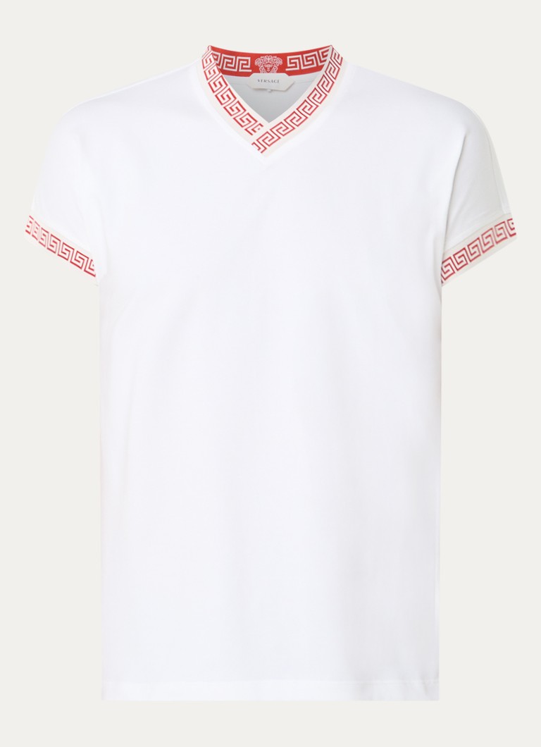 Versace Heren Medusa Grace T-shirt met V-hals in de kleur Wit, maat: S