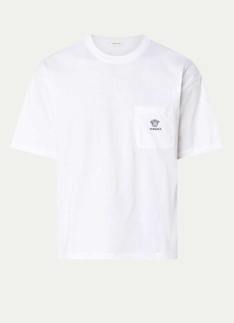 Versace Heren Medusa T-shirt met logoborduring in de kleur Wit, maat: S