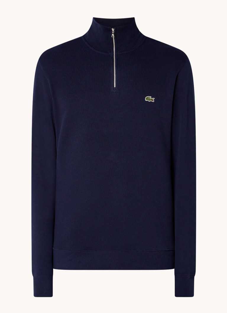 Lacoste Heren Fijngebreide pullover met halve rits in de kleur Blauw, maat: M