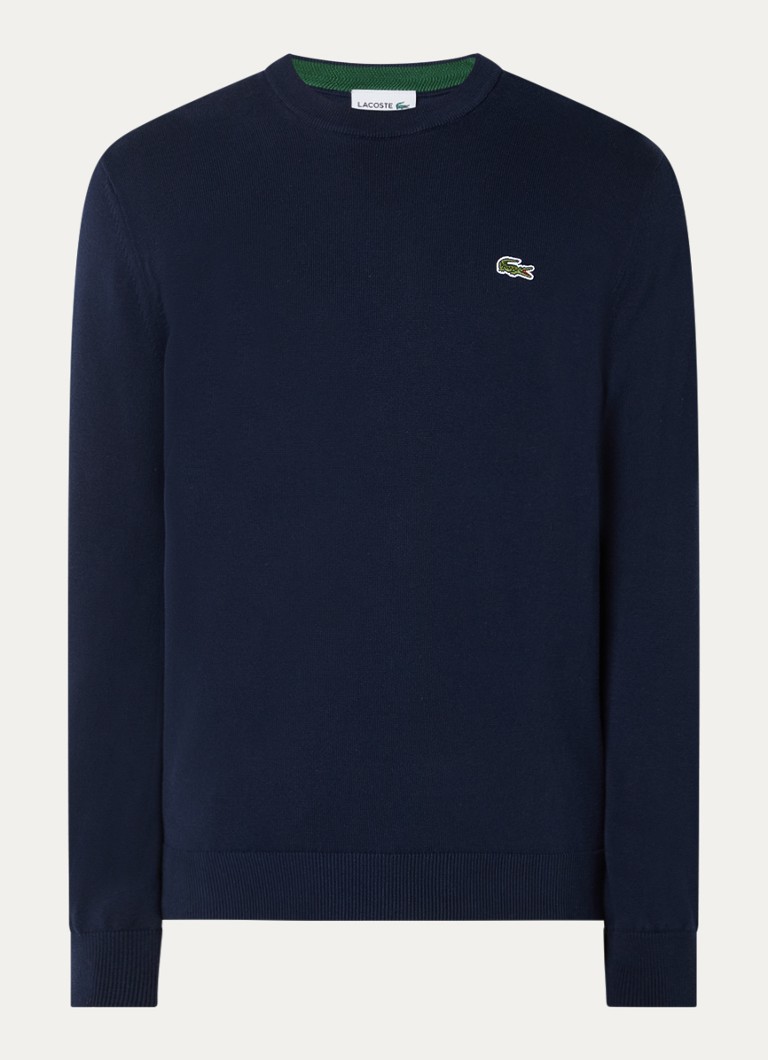 Lacoste Heren Fijngebreide pullover met logo in de kleur Donkerblauw, maat: L