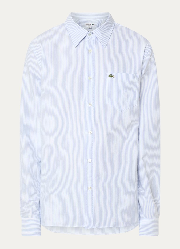 Lacoste Heren Regular fit overhemd met borstzak en streepprint in de kleur Beige, maat: 39