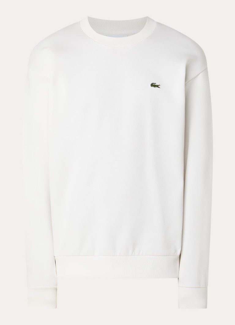 Lacoste Heren Sweater met logo en ronde hals in de kleur Wit, maat: XL